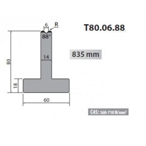 T80-06-88 Rolleri Single Vee Die 6mm Vee 88 Degree 80mm H