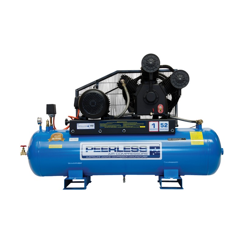 Peerless PHP52 Three Phase Air Compressor Belt Drive 10HP Fatboy – for High Pressure – 52 CFM / 990 LPM