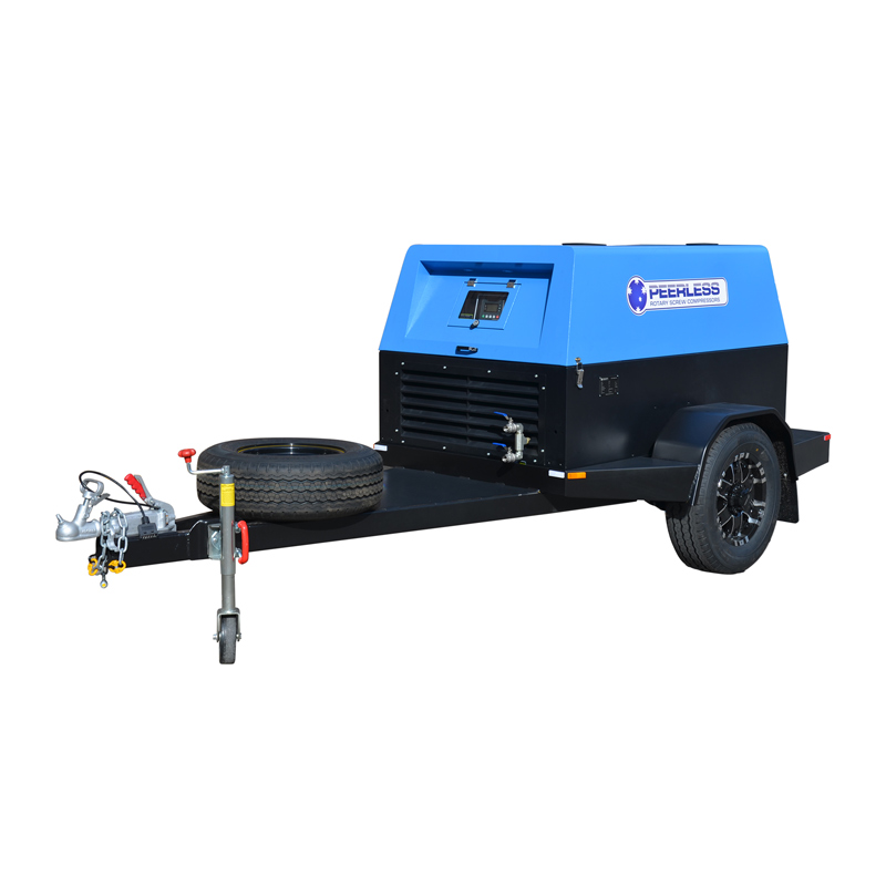 Peerless P125D Diesel Rotary Screw Air Compressor Direct Drive 32HP Trailer Mount 7 Bar – for Trailers – 125 CFM / 3538 LPM