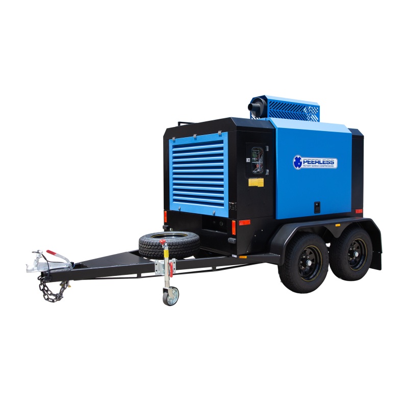 Peerless P420D Diesel Rotary Screw Air Compressor Direct Drive 160HP Trailer Mount 7 Bar – for Trailers – 420 CFM / 11886 LPM